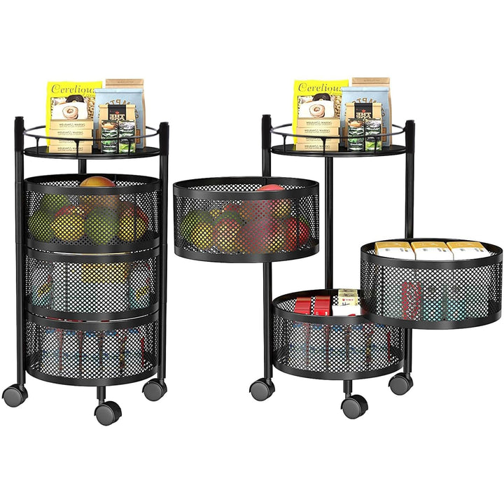 IQRA Kitchen Trolley with Wheels, Kitchen Organizer Items and Storage Solutions for Square Kitchen Organizer and Kitchen Accessories Items (Black,Layer 5)