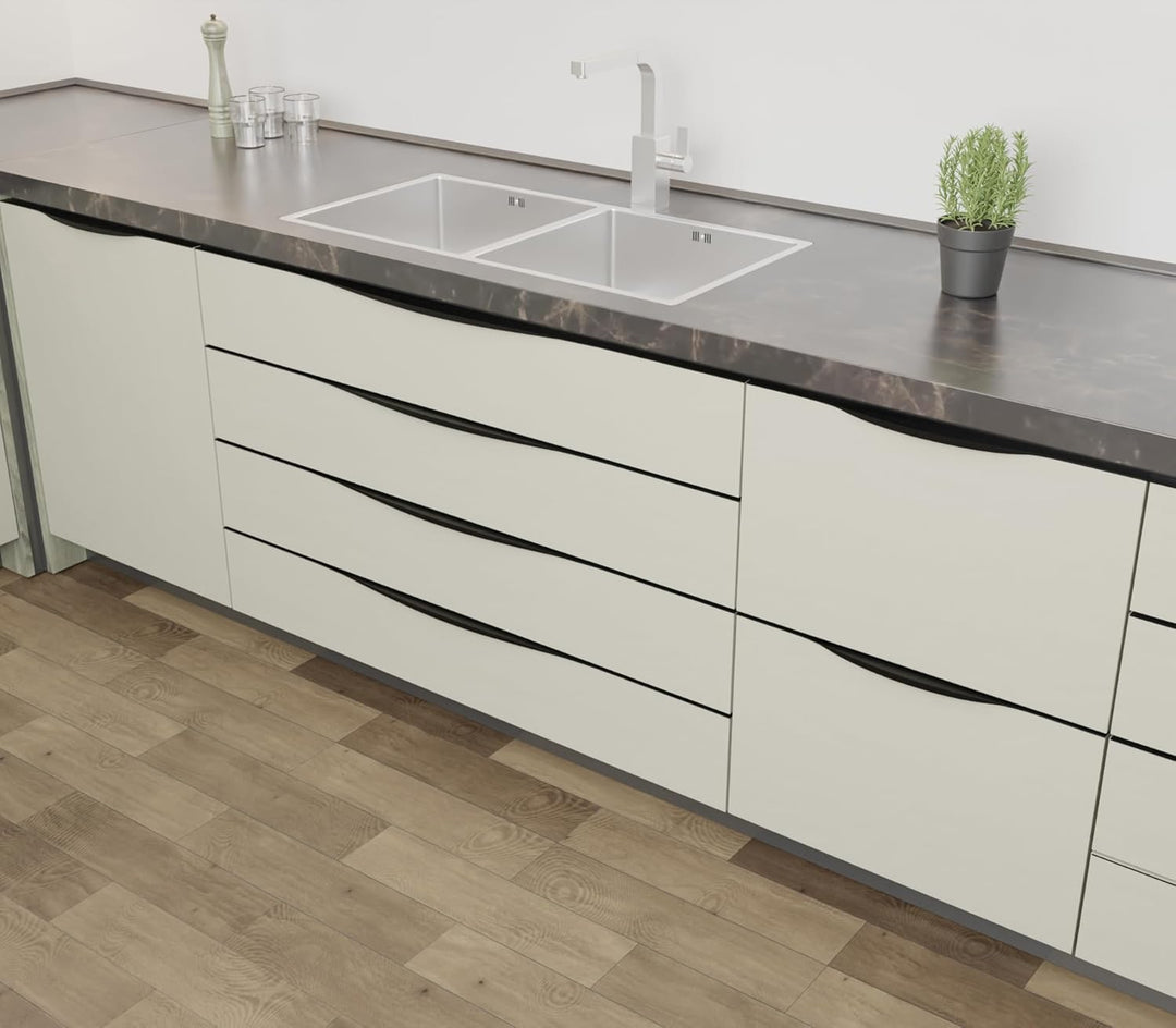 Profile Handle for Kitchen Cabinet Alluminium Drawer Profile Handle/Wardrobe Pull Handle for Home/Office/Hotel (Black)