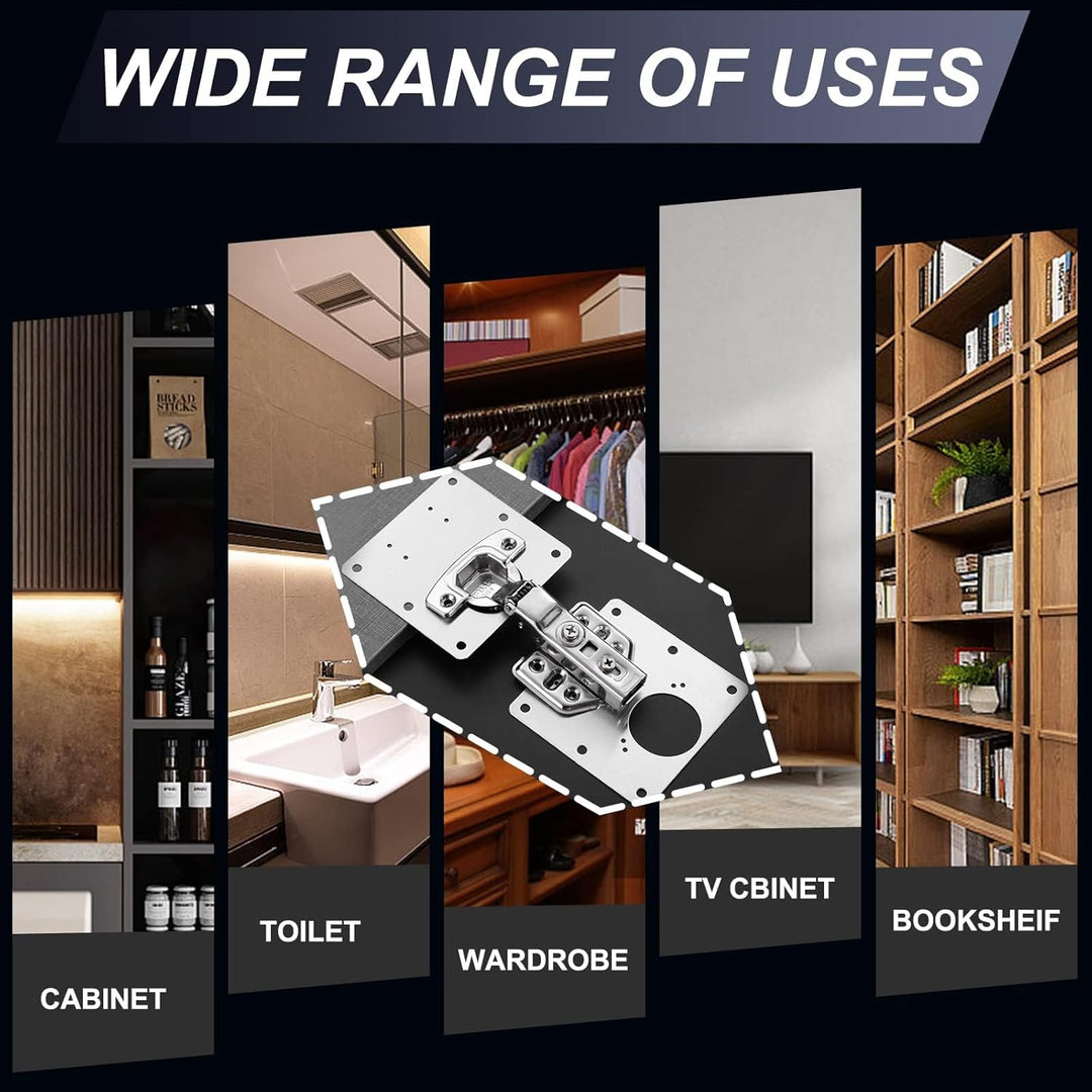 IQRA 16 PCS Cabinet Hinge Repair Plate, Stainless Steel Hinge Repair Board, Kitchen Cupboard Door Hinge Repair Brackets Kit, Hinges Fixing Plate Bracket Kit with Mounting Screw