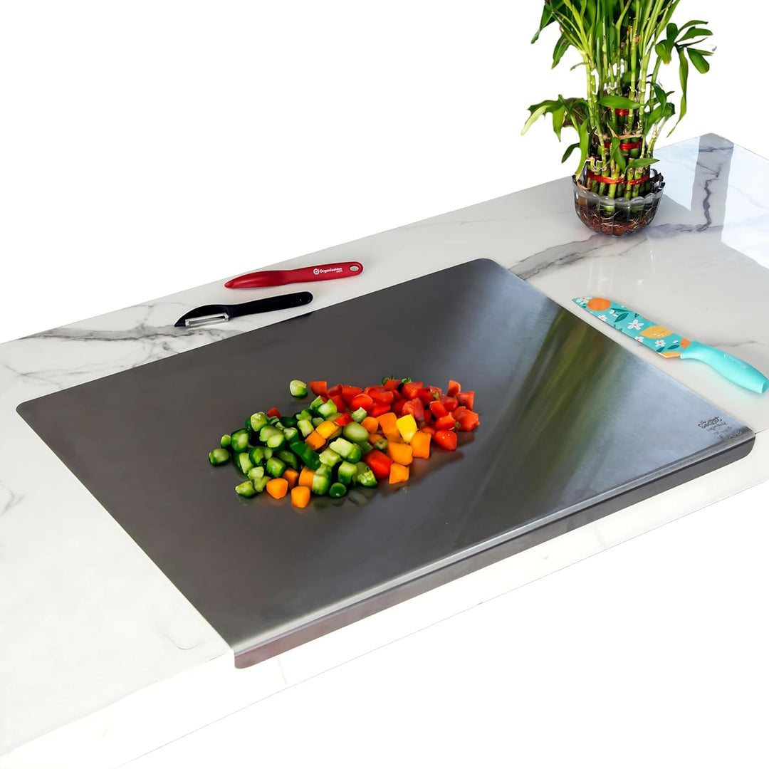 IQRA Countertop-Round Stainless Steel Chopping Board Platform Kitchen Cutting Board Board for Vegetables Fruits Healthy Safe Durable
