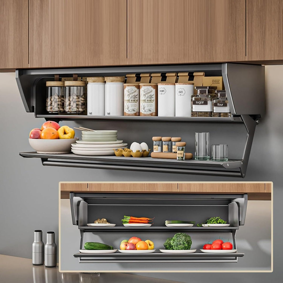 IQRA Spice Rack, Kitchen Organiser, Aluminum Undershelf Organizer for 2-Tier Pull Down Kitchen Spice Racks-90cm
