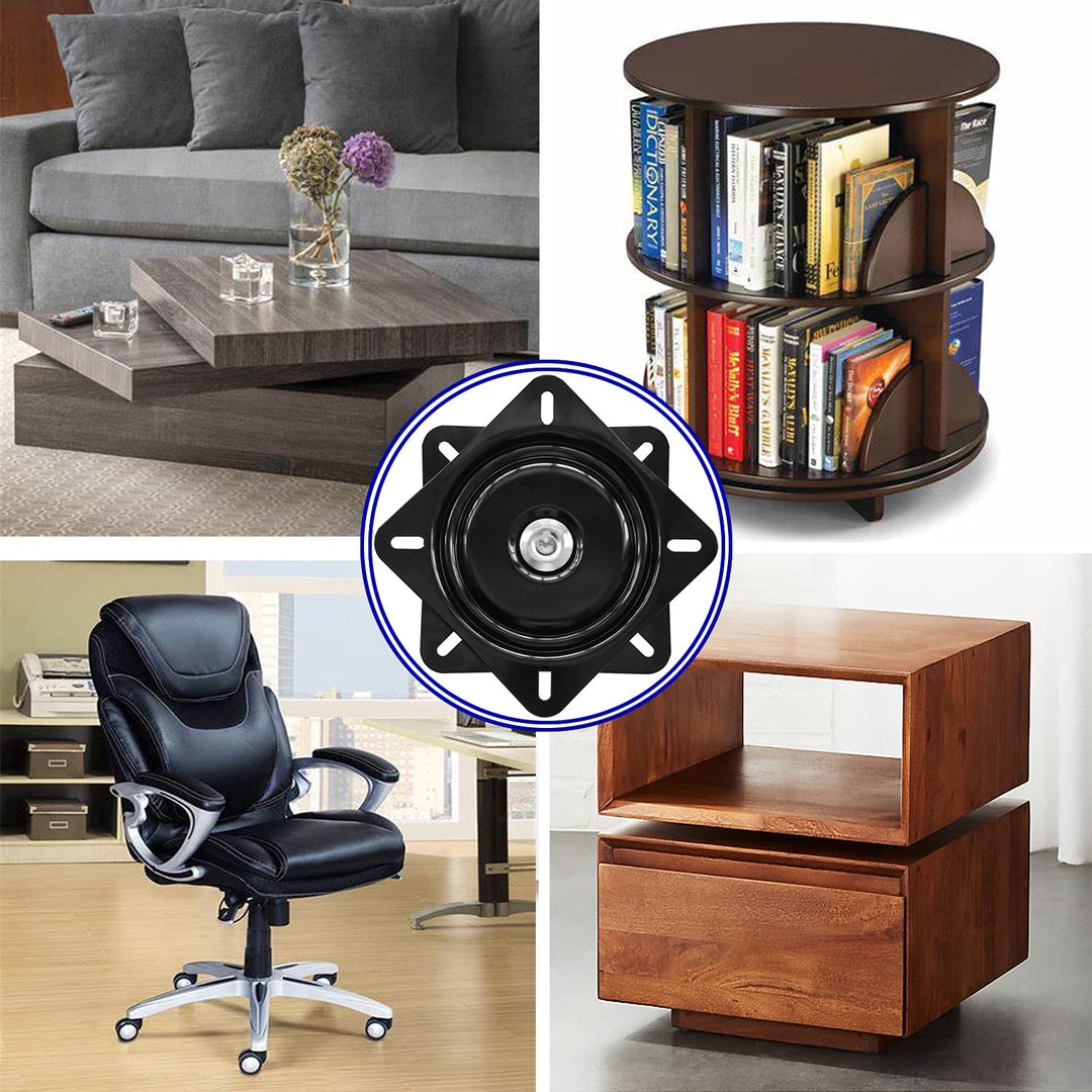 IQRA 2Pack 8Inch Heavy Duty Bar Stool Swivel Plate, Chair Base With Solid Ring of Ball Bearings, 500lbs Capacity Replacement Seat Parts, Lazy Susan Hardware for Barstools Recliner Chair Boat