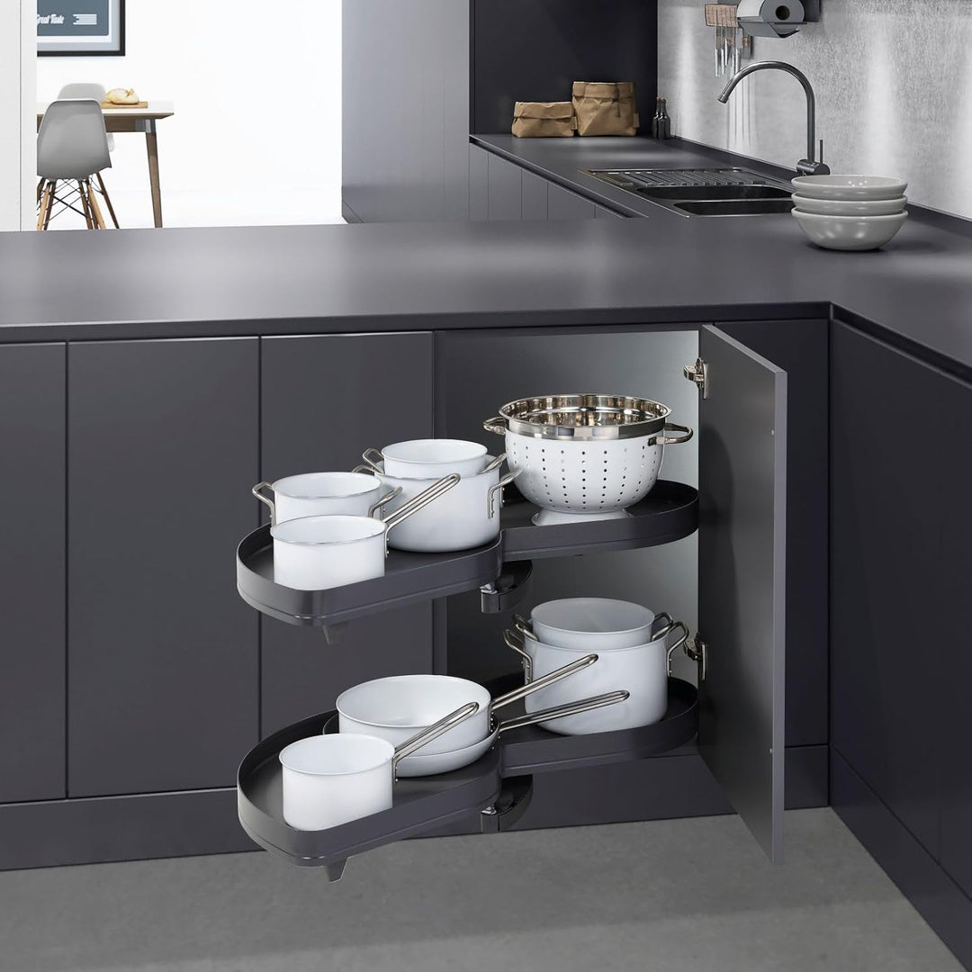 IQRA Metal Swing Tray Magic Corner with Soft Close Grey Dark Series