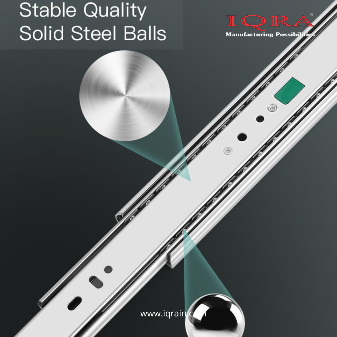 IQRA Soft Close Silver Drawer Channel/Ball Bearing Regular Close Channel for Drawer/Telescopic Drawer Channel for Wooden & Metals Drawers in Kitchen, Wardrobe