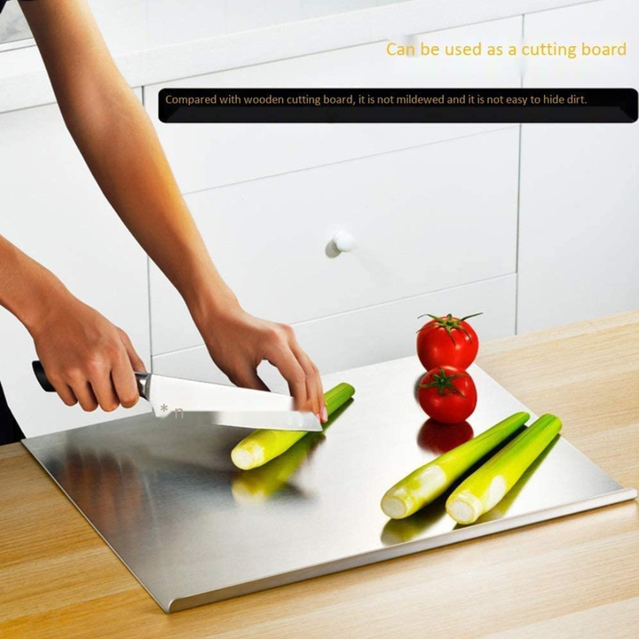 IQRA Countertop-Round Stainless Steel Chopping Board Platform Kitchen Cutting Board Board for Vegetables Fruits Healthy Safe Durable