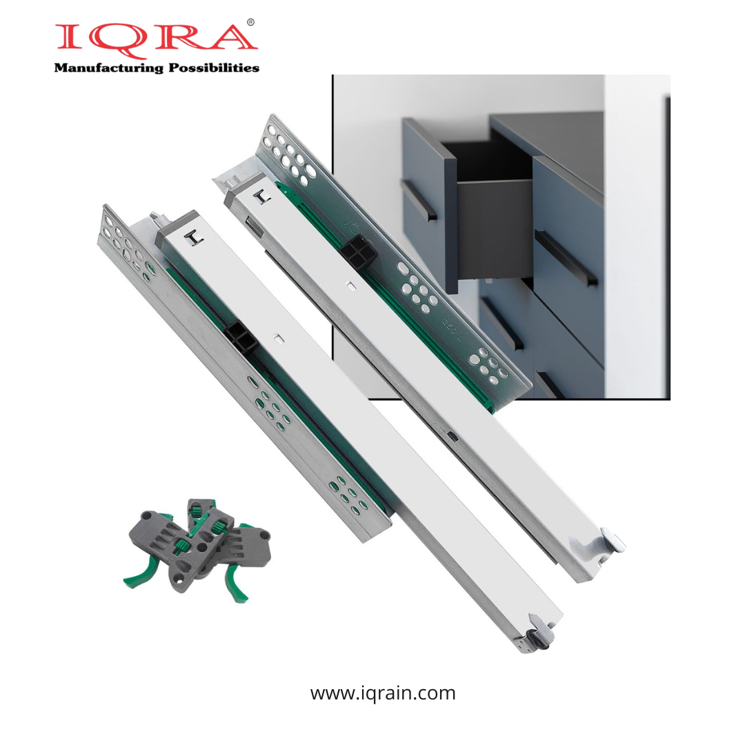 IQRA Undermount Drawer Slide Runner Bottom Quadro Channel, Silent Soft Closing Hydraulic with Locking Device (Capacity: 40 kg)