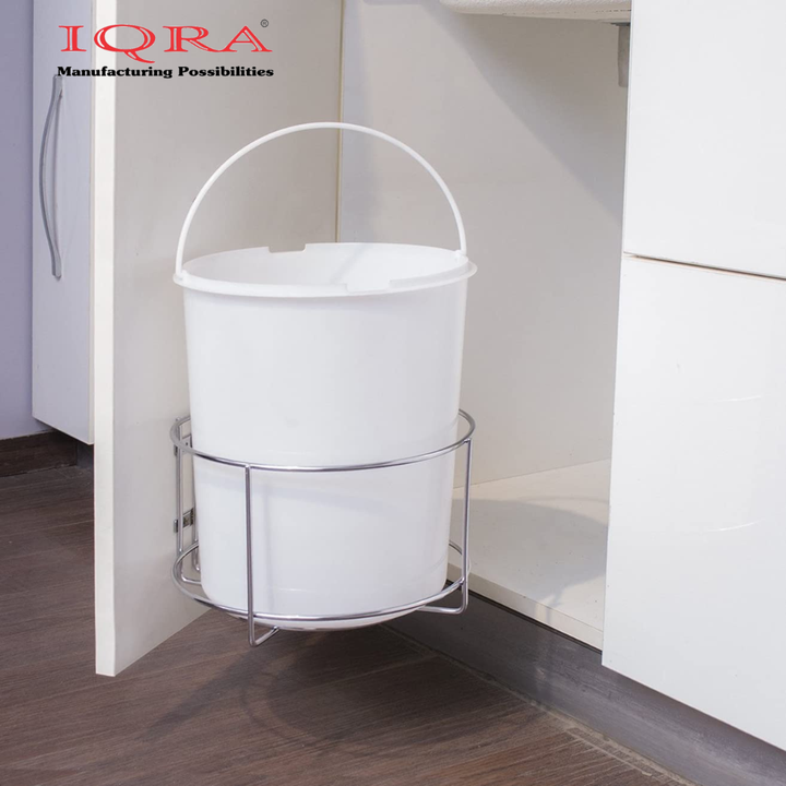 IQRA Stainless Steel Open-Top Dustbin Holder for Kitchen - Wall Mount Storage Fixture for 10 Inch Width Trash Bin - Cabinet Stand (Pack of 1) 
