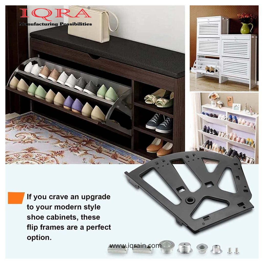 IQRA 3 Layers Shoes Rack Cabinet Fitting, Shoe Rack Drawer Hinge, Easy Install, for 3 Layer Pull Down Shoes Organizer and Footwear Cabinet (Black )