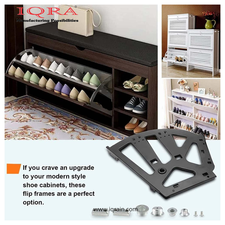 IQRA 3 Layers Shoes Rack Cabinet Fitting, Shoe Rack Drawer Hinge, Easy Install, for 3 Layer Pull Down Shoes Organizer and Footwear Cabinet (Black )