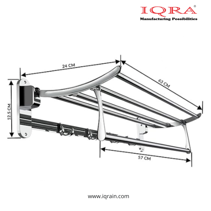 IQRA Stainless Steel Bathroom Accessories Set - Wall Mounted Towel Rod and Hangers for Clothes and Wash Basin