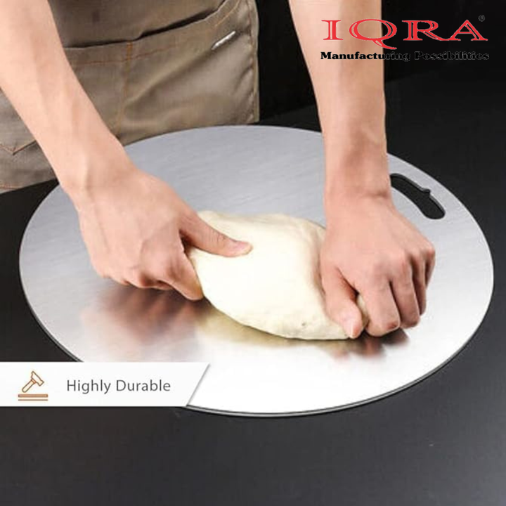 IQRA Countertop-Round Stainless Steel Chopping Board Platform Kitchen Cutting Board Board for Vegetables Fruits Healthy Safe Durable
