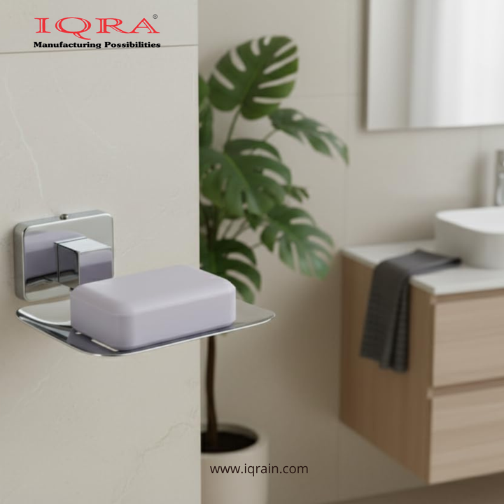 IQRA Soap Dish Holder for Bathroom soap case Stand Bathroom soap Holders Stand Steel wash Basin soap Tray for Bathroom 38(304 Stainless Steel,Chrome Finish)