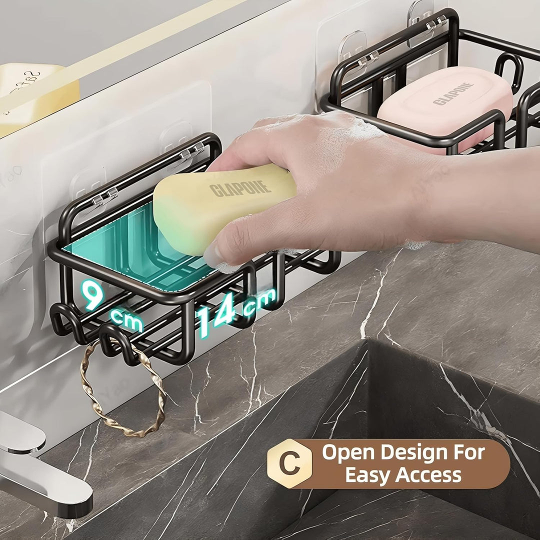 IQRA 4 in 1 Self Adhesive Organizer Combo/Racks and Shelves for Wall/Stand for Bathroom Without Drill/Soap Holder with Tooth Brush Holder/Bathroom…
