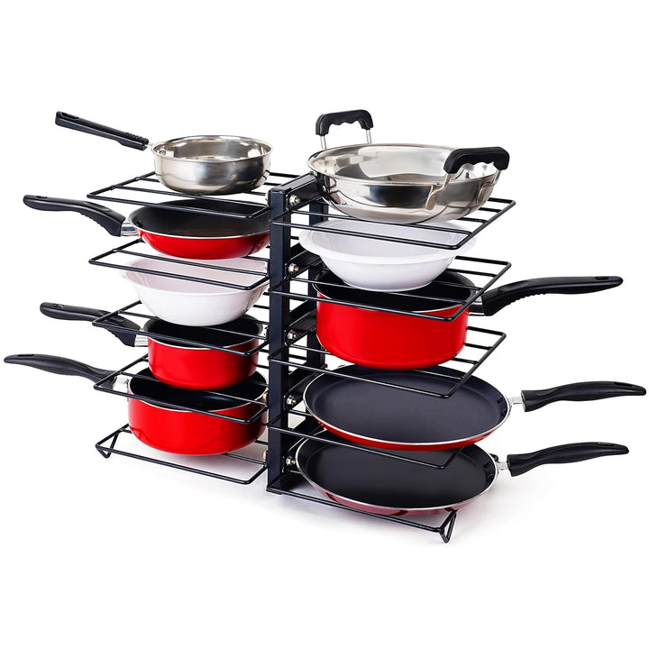 IQRA Creative in innovation Heavy Duty Frying Pan Countertop Rack Organizer For Kitchen,5 Tier Pan Rack Holder-Black(Iron),Tiered Shelf