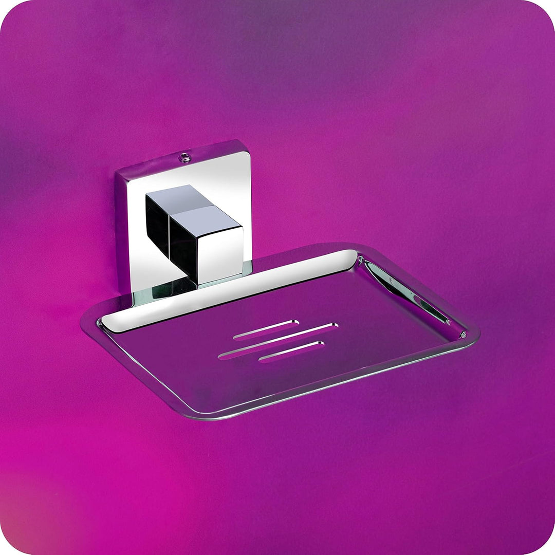 IQRA soap Dish Holder for Bathroom soap case Stand Bathroom soap Holders Stand Steel sabun dani wash Basin soap Tray for Bathroom 38(304 Stainless Steel, Chrome Finish)