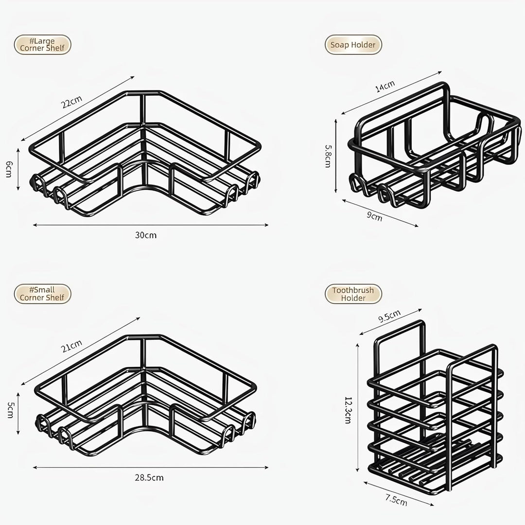 IQRA 4 in 1 Self Adhesive Organizer Combo/Racks and Shelves for Wall/Stand for Bathroom Without Drill/Soap Holder with Tooth Brush Holder/Bathroom…