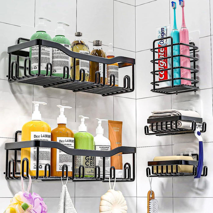 5-Pack Shower Caddy, Adhesive Shower Organizer Rack/Bathroom Organizer, No Drilling, Large Capacity, Rustproof Stainless Steel Bathroom Shower Washroom…