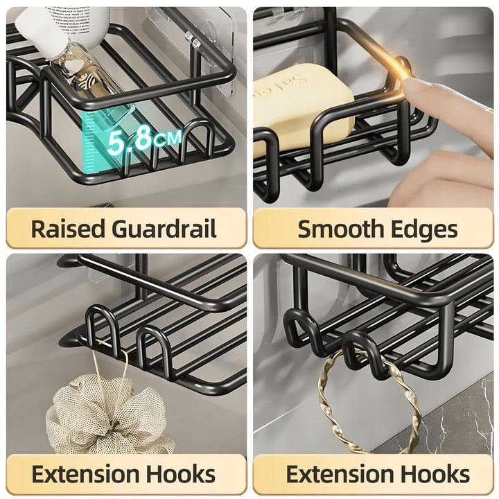 IQRA 4 in 1 Self Adhesive Organizer Combo/Racks and Shelves for Wall/Stand for Bathroom Without Drill/Soap Holder with Tooth Brush Holder/Bathroom…