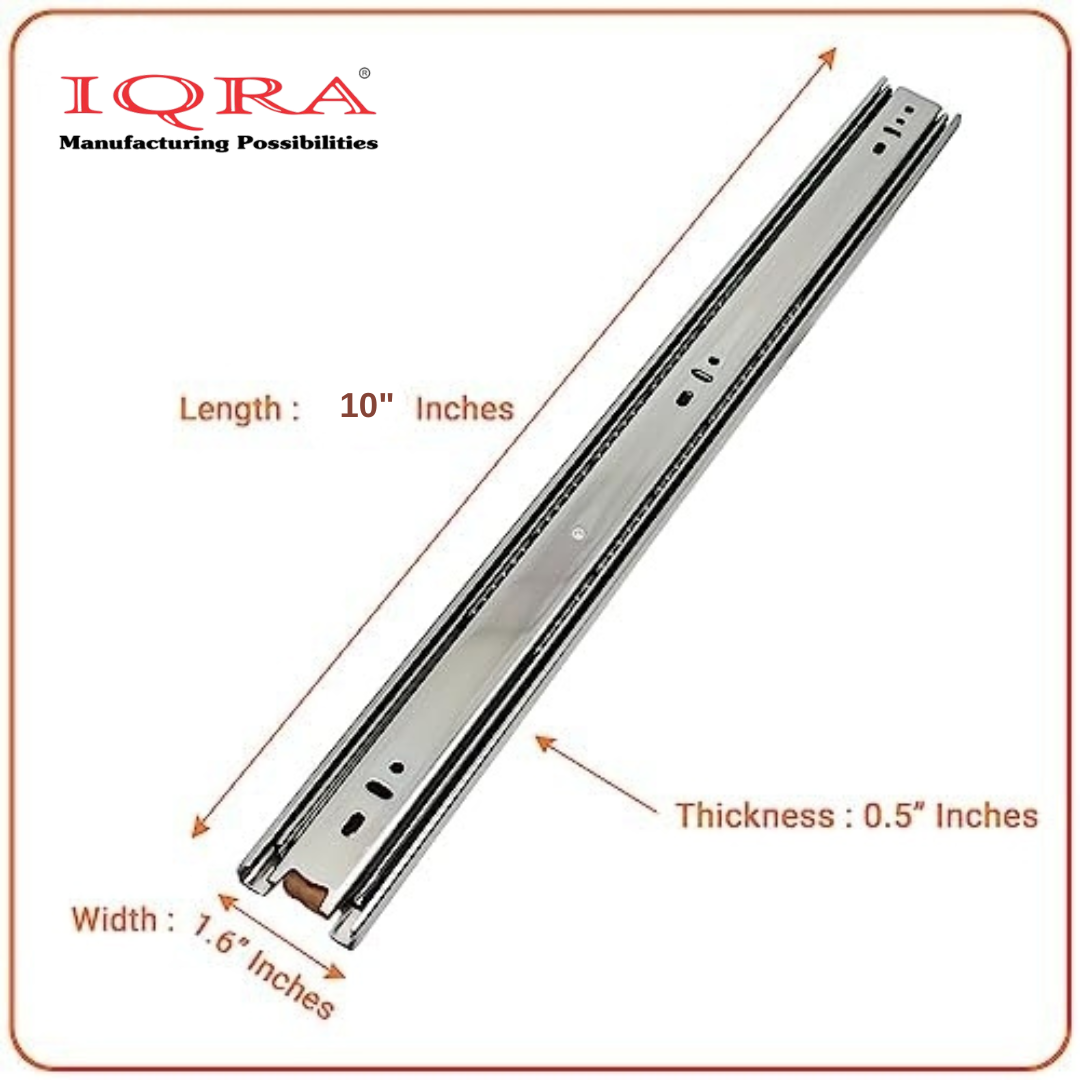 IQRA Silver Drawer Channel/Ball Bearing Regular Close Channel for Drawer/Telescopic Drawer Channel for Wooden & Metals Drawers in Kitchen, Wardrobe.