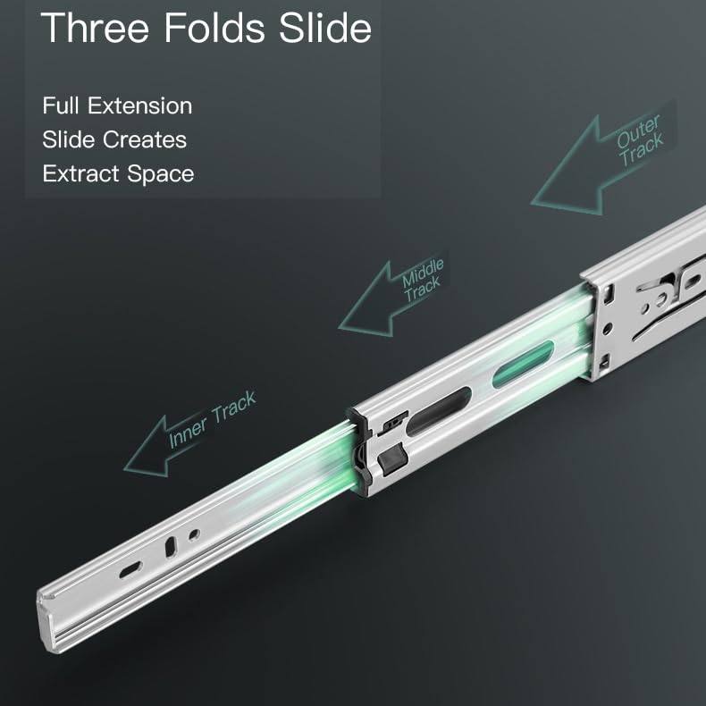 IQRA Soft Close Silver Drawer Channel/Ball Bearing Regular Close Channel for Drawer/Telescopic Drawer Channel for Wooden & Metals Drawers in Kitchen, Wardrobe
