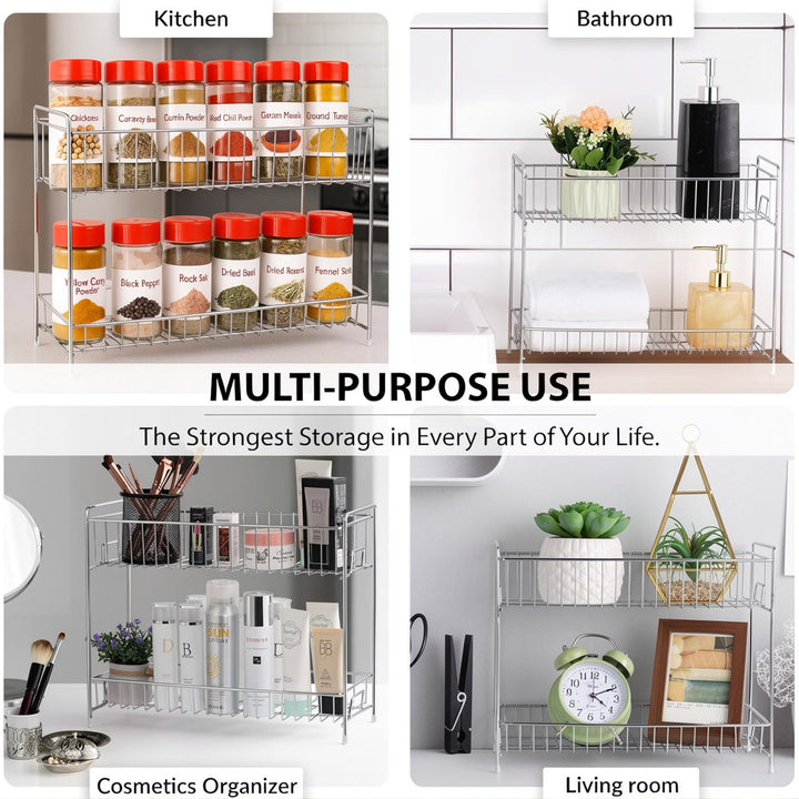 IQRA Multipurpose Stainless Steel Portable Kitchen Trolly Storage Rack with Wheels for Kitchen Storage, Vegetable (3 Layer)