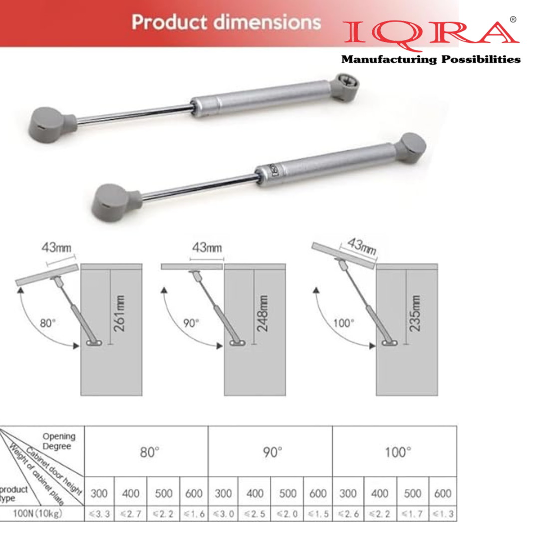IQRA Hydraulics Gas Spring Stay STRUT Pneumatic Lift Support Cabinet Hinges Support (Pack of 2 PCS)