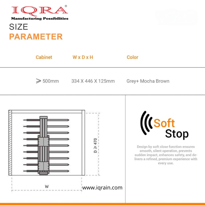 IQRA Grey 18inch Single Top Sliding Pull Out Pants Hangers Rack for Closet Wardrobe & Cabinet - Steel 10 Arm Wide Rows Trousers Pants Hanger,Space Saving Organizer, Clothe Hanger,Multipurpose Hanger(Brown-Pack of 1)