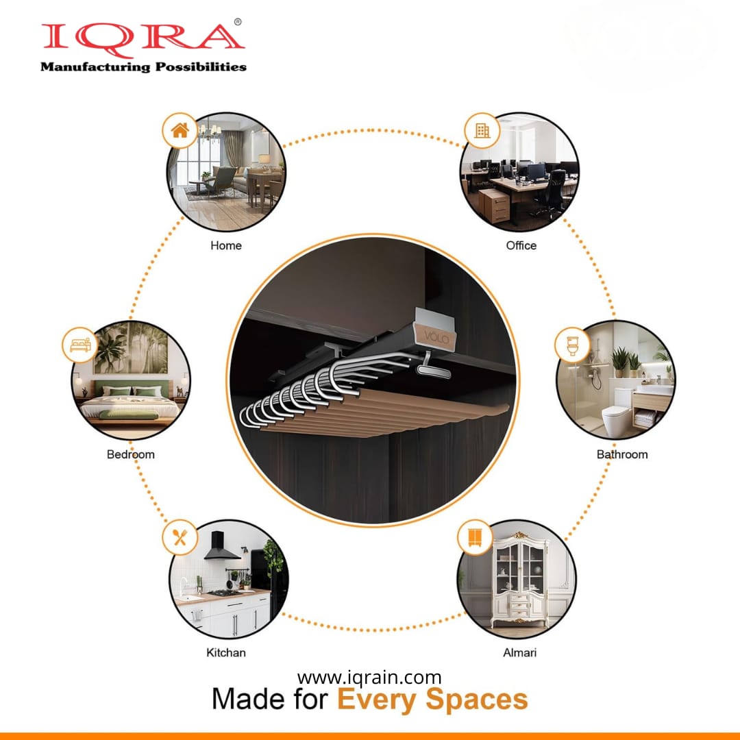 IQRA Grey 18inch Single Top Sliding Pull Out Pants Hangers Rack for Closet Wardrobe & Cabinet - Steel 10 Arm Wide Rows Trousers Pants Hanger,Space Saving Organizer, Clothe Hanger,Multipurpose Hanger(Brown-Pack of 1)