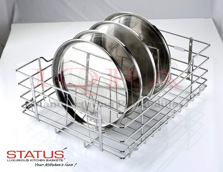 IQRA Stainless Steel Wire Modular Kitchen Basket with 22 inch Telescopic Channel and Basket Holder