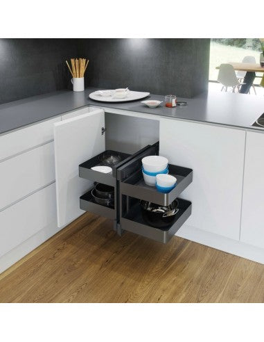 IQRA Metal Universal Magic Corner Soft Close with Metal (Black) - 900 mm Dark Series