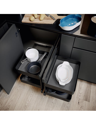 IQRA Metal Universal Magic Corner Soft Close with Metal (Black) - 900 mm Dark Series