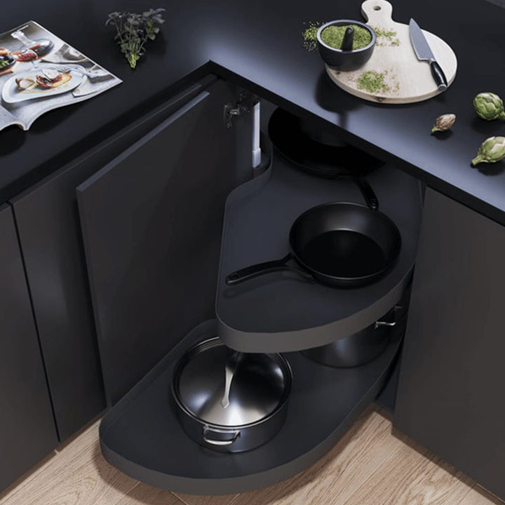 IQRA Metal Swing Tray Magic Corner with Soft Close Grey Dark Series