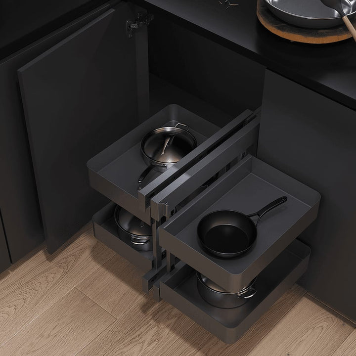 IQRA Metal Universal Magic Corner Soft Close with Metal (Black) - 900 mm Dark Series