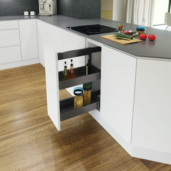 IQRA Metal Soft-Closing Shelf Glass Bottle Pullout Unit (BPO) (2-Shelf) Dark Series