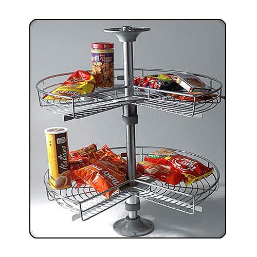 IQRA Stainless Steel 2 Shelf Kitchen Corner Cabinet Organizer/Modular Kitchen Basket/Multifunctional Storage Rack/Adjustable Height Kitchen Carousel Unit