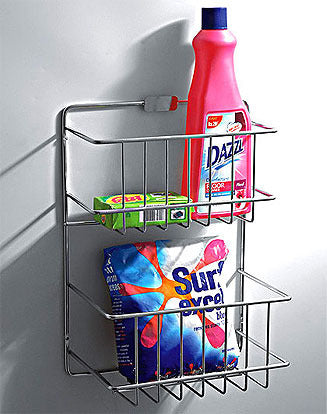 IQRA Multipurpose Storage Shelf/Stainless Steel Big Bathroom Detergent Holder/Bathroom Shelf/Under The Sink Detergent Holder (Chrome)